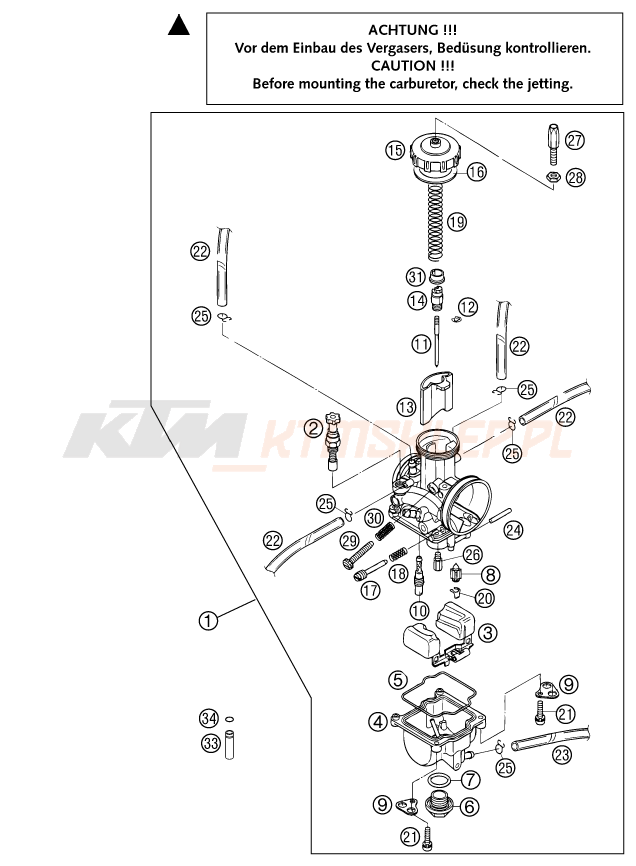Schemat "gaźnik" do KTM 200 EXC
