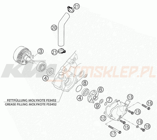 Schemat "pompa wody" do KTM 660 RALLYE COSTUMER
