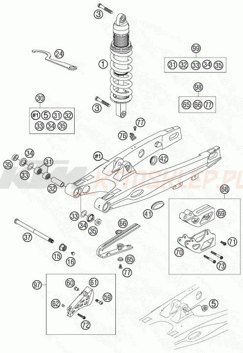 Schemat "amortyzator tył" do KTM 85 XC
