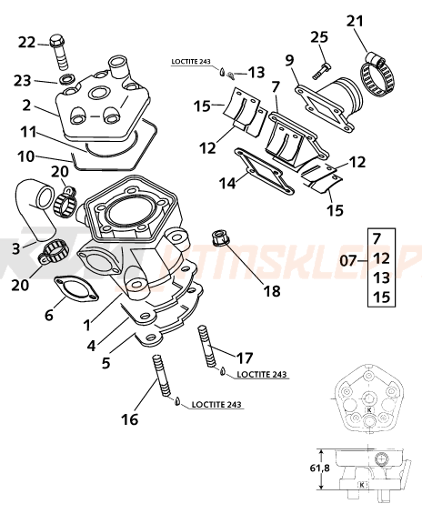 Schemat "cylinder, głowica" do KTM 65 SX