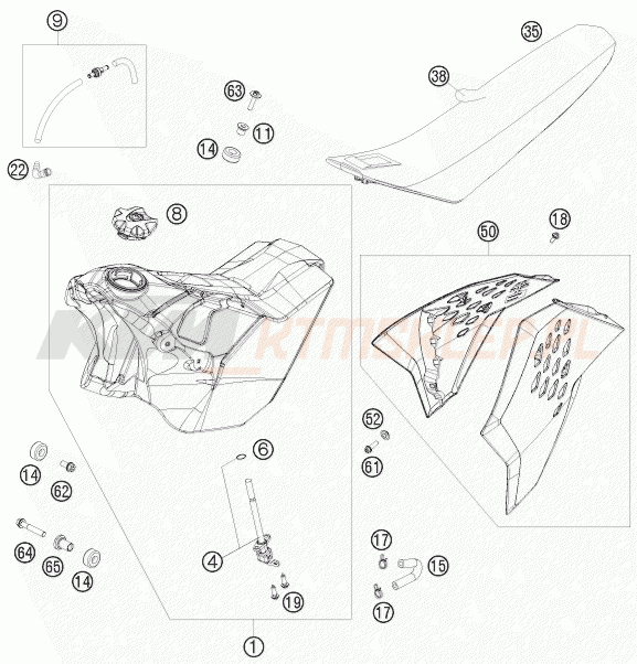Schemat "TANK, SEAT" do KTM 450 XC-W SIX DAYS