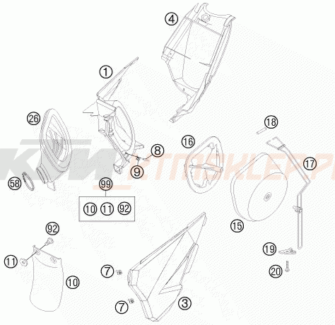 Schemat "filtr powietrza" do KTM 85 SX 19/16