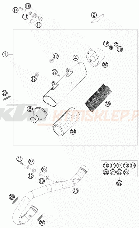 Schemat "układ wydechowy" do KTM 400 XC-W