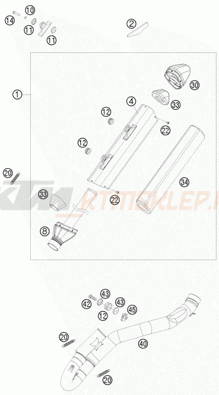 Schemat "układ wydechowy" do KTM 450 SX-F
