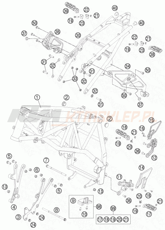 Schemat "rama" do KTM 990 SUPER DUKE R