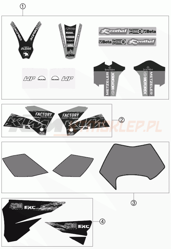 Schemat "naklejki" do KTM 400 EXC FACTORY RACING