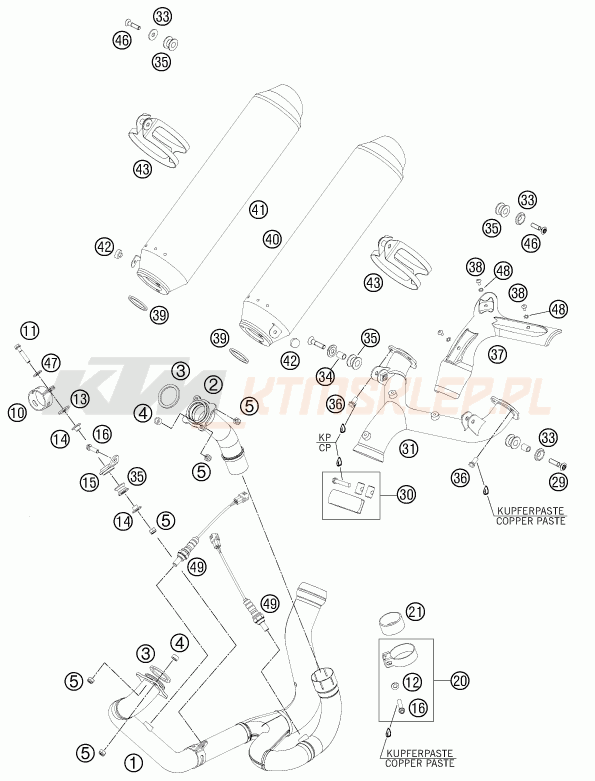 Schemat "układ wydechowy" do KTM 990 SUPERMOTO T ABS
