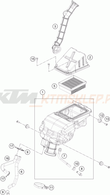 Schemat "filtr powietrza" do KTM 250 DUKE ABS