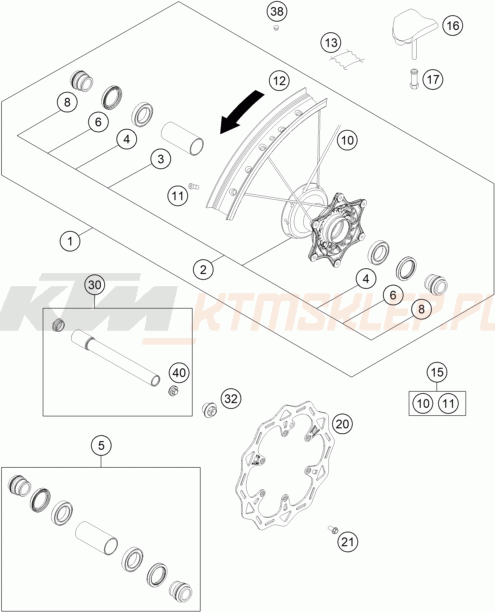 Schemat "koło przód" do KTM 250 SX-F