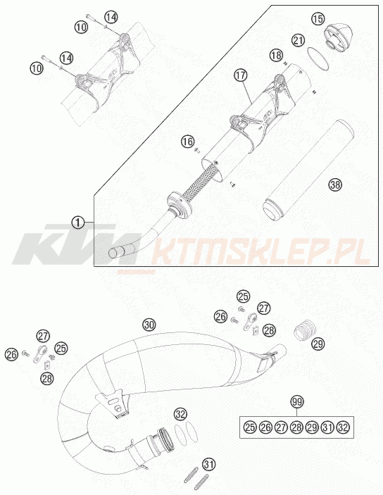 Schemat "układ wydechowy" do KTM 125 EXC