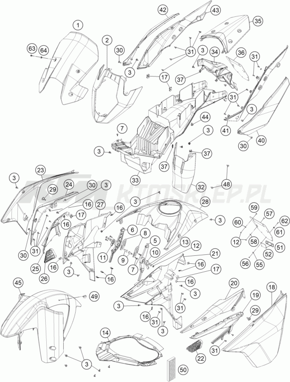 Schemat "czasza, błotniki" do KTM 1090 Adventure L