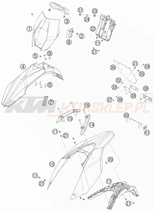 Schemat "czasza, błotniki" do KTM 690 ENDURO