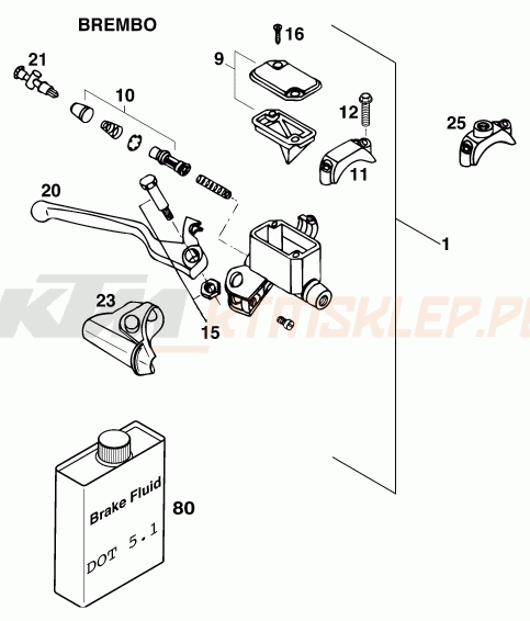 Schemat "przedni hamulec" do KTM 125 LC2 100