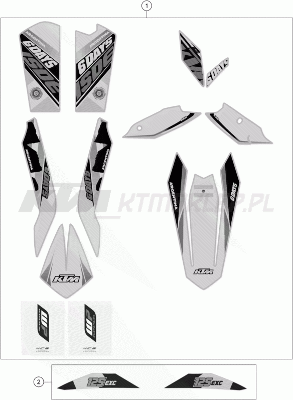 Schemat "naklejki" do KTM 125 EXC SIX-DAYS