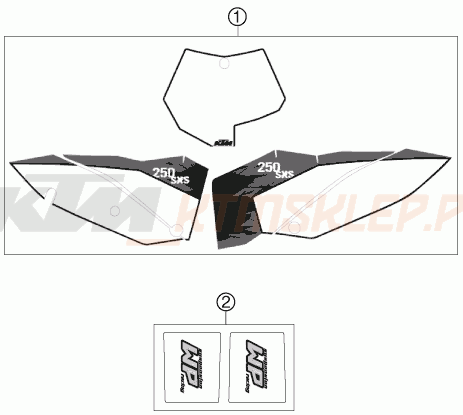 Schemat "naklejki" do KTM 250 SXS