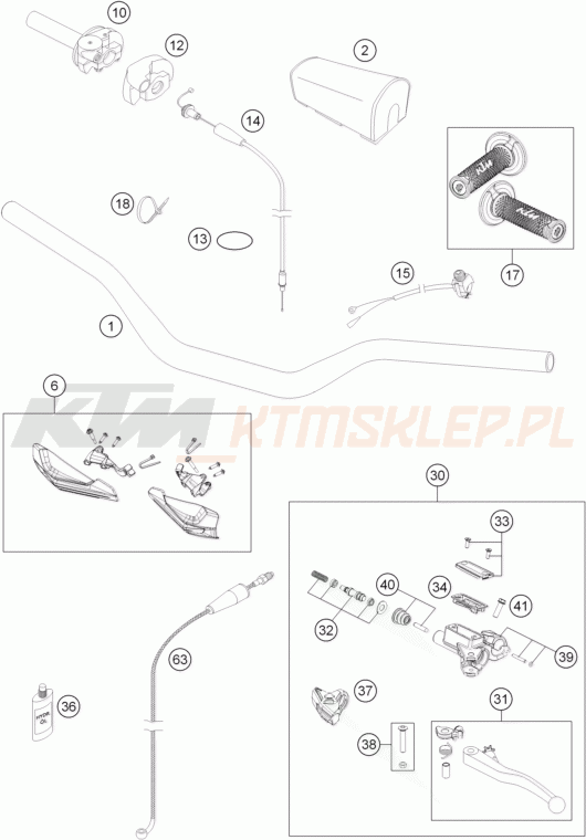 Schemat "kierownica i osprzęt" do KTM 150 XC
