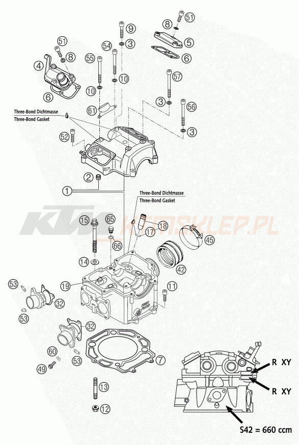 Schemat "głowica" do KTM 660 SMS