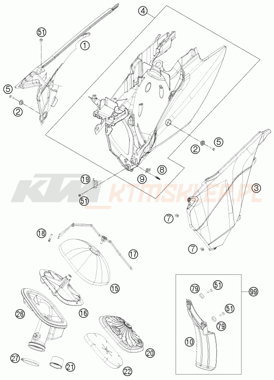 Schemat "filtr powietrza" do KTM 350 EXC-F