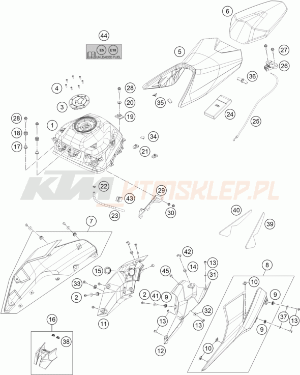 Schemat "TANK, SEAT" do KTM 250 Duke W/O ABS
