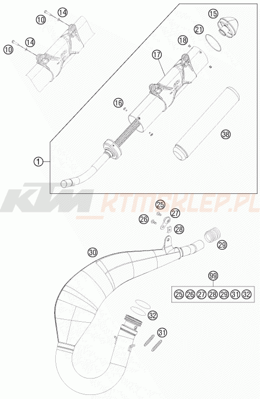 Schemat "układ wydechowy" do KTM 125 EXC