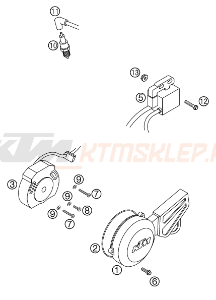 Schemat "układ zapłonowy" do KTM 65 SX