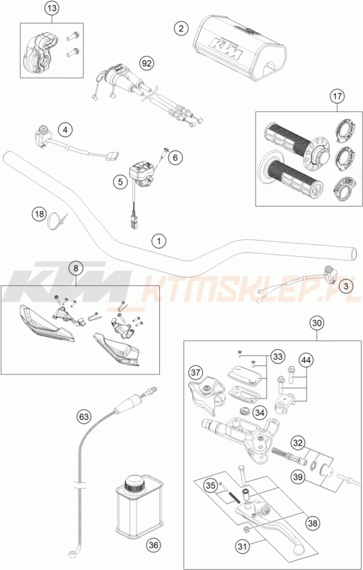 Schemat "kierownica i osprzęt" do KTM 350 XC-F