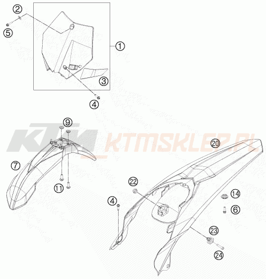 Schemat "czasza, błotniki" do KTM 200 XC-W