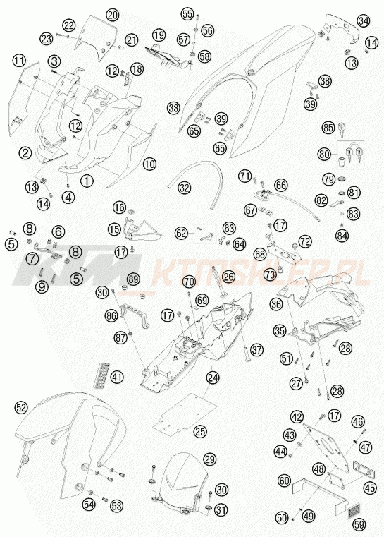 Schemat "czasza, błotniki" do KTM 990 SUPER DUKE R
