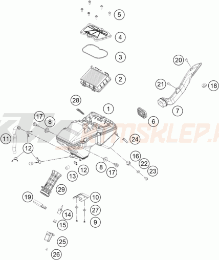 Schemat "filtr powietrza" do KTM 125 DUKE 2