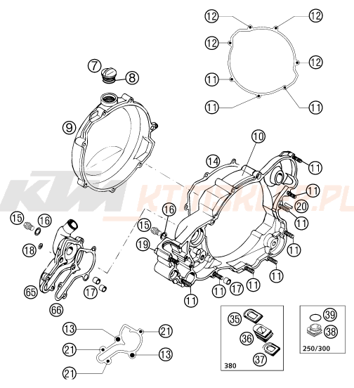 Schemat "pokrywa sprzęgła" do KTM 250 EXC