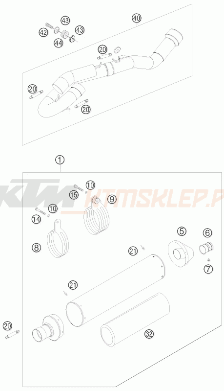 Schemat "układ wydechowy" do KTM 250 SXS-F