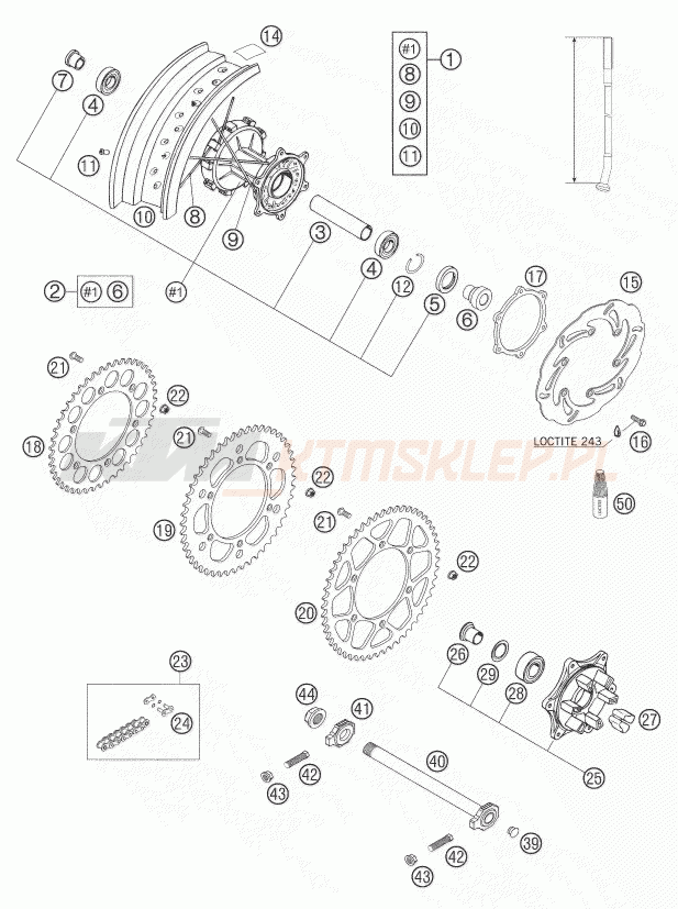 Schemat "koło tył" do KTM 640 LC4 SUPERMOTO