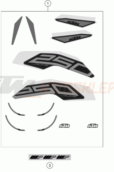 Schemat "naklejki" do KTM 250 DUKE LS