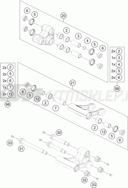 Schemat "PRO LEVER LINKING" do KTM 690 DUKE ABS