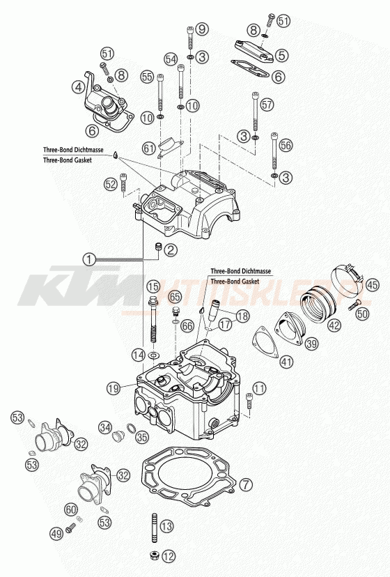 Schemat "cylinder, głowica" do KTM 660 SUPERMOTO FACTORY REPL.