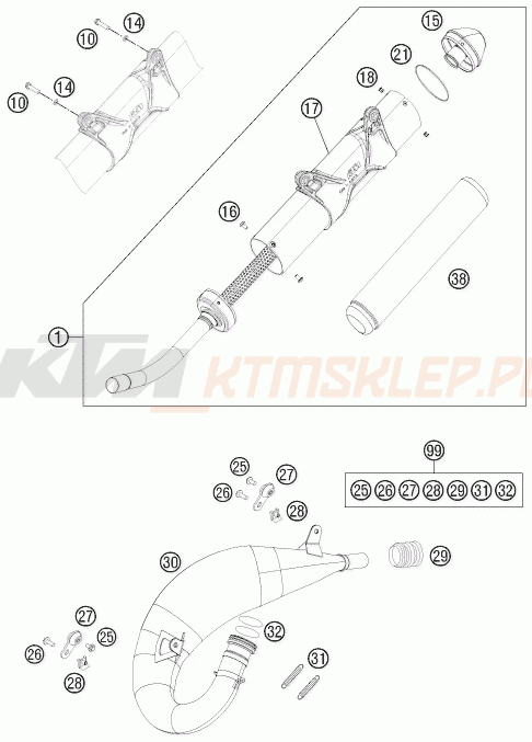 Schemat "układ wydechowy" do KTM 150 XC