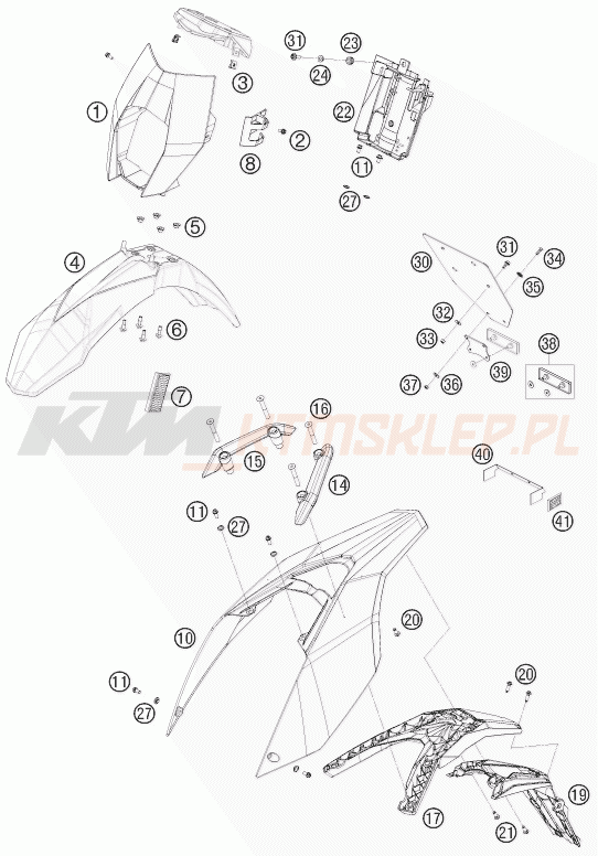 Schemat "czasza, błotniki" do KTM 690 SMC