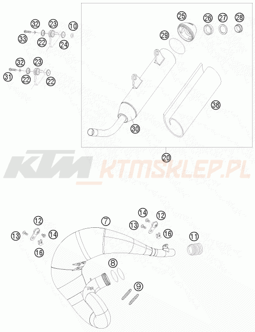 Schemat "układ wydechowy" do KTM 200 XC