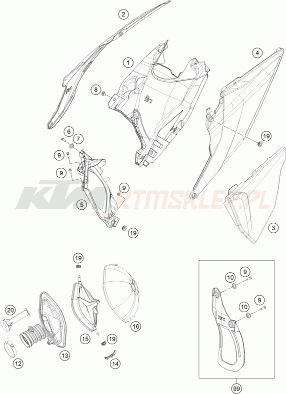 Schemat "filtr powietrza" do KTM 500 EXC-F SIX DAYS