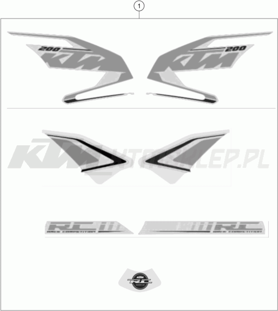 Schemat "naklejki" do KTM RC 200 W/O ABS