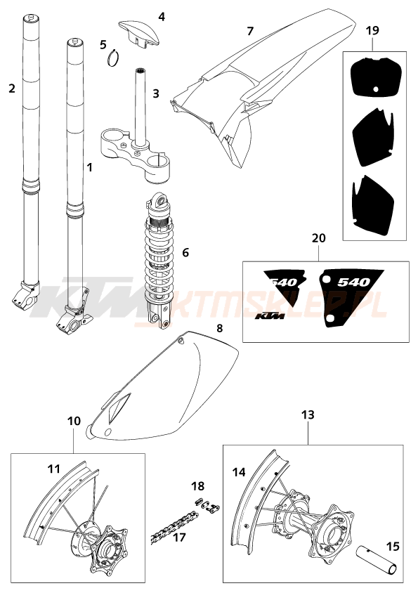 Schemat "NEW PARTS" do KTM 540 SXS RACING