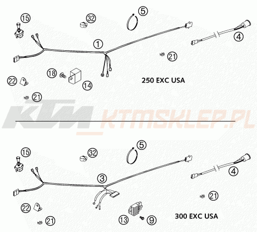 Schemat "wiązka elektryczna" do KTM 250 EXC