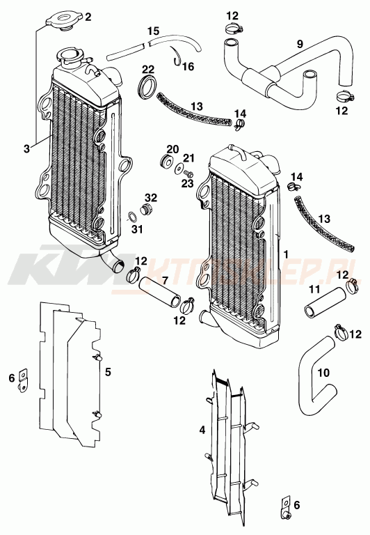 Schemat "układ chłodzenia" do KTM 620 EGS WP 37KW 20LT VIOL