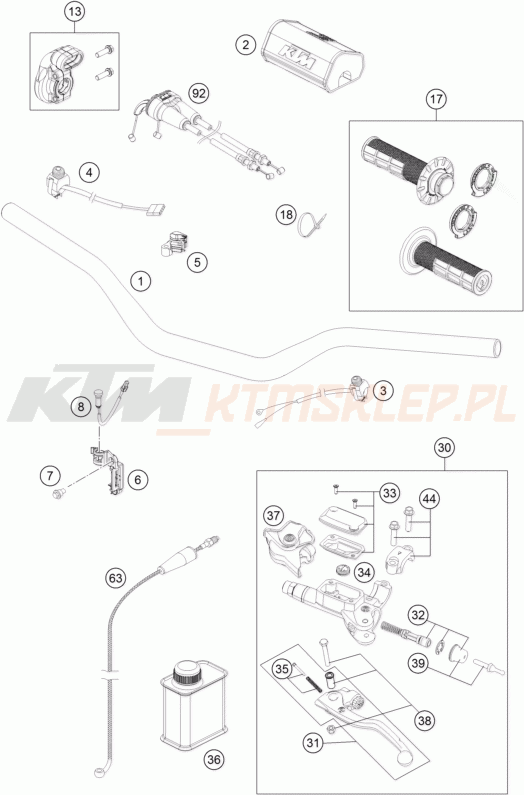 Schemat "kierownica i osprzęt" do KTM 450 SX-F FACTORY EDITION
