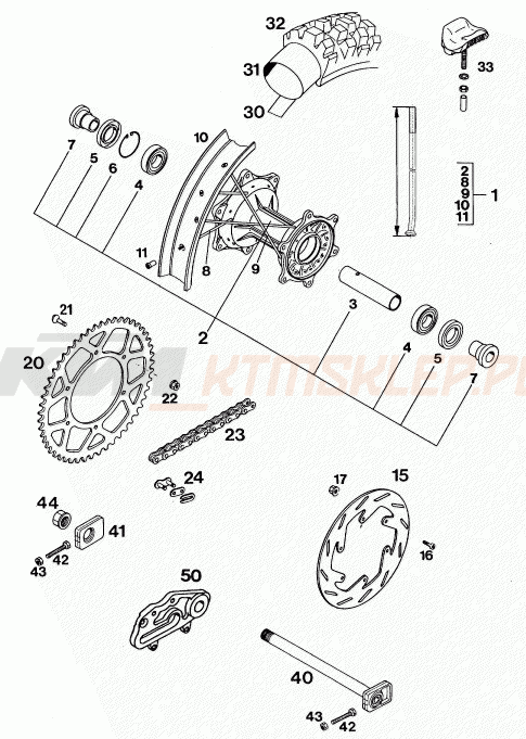 Schemat "koło tył" do KTM 125 E-XC MARZ.