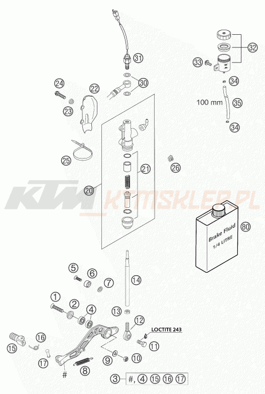 Schemat "tył hamulec - pompa" do KTM 640 LC4 ENDURO 12L