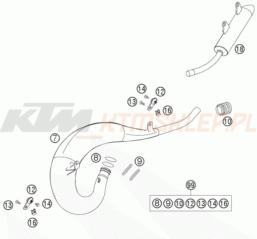 Schemat "układ wydechowy" do KTM 125 EXC SIX-DAYS