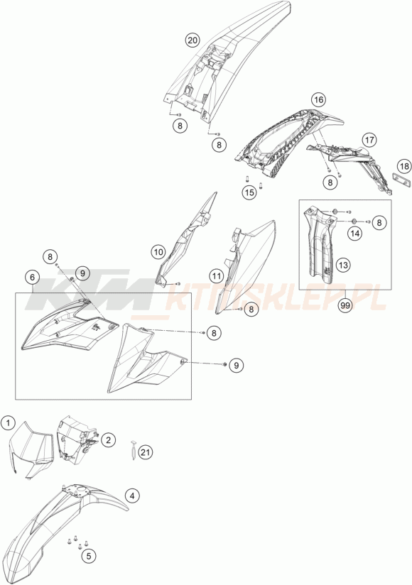 Schemat "czasza, błotniki" do KTM FREERIDE 350
