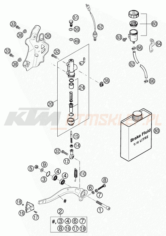Schemat "tył hamulec - pompa" do KTM 525 EXC RACING