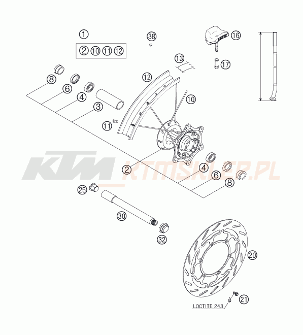 Schemat "koło przód" do KTM 640 LC4 ENDURO